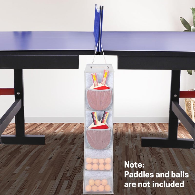 VISEMAN Ping Pong Storage Rack, Table Tennis Racket Holder Wall Mount Organizer for 4 Paddles and Balls - Image 4